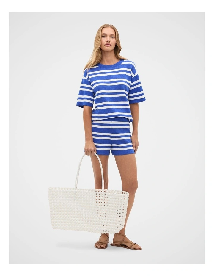 Boucle Stripe Oversized Tee in Smoke Blue image 2