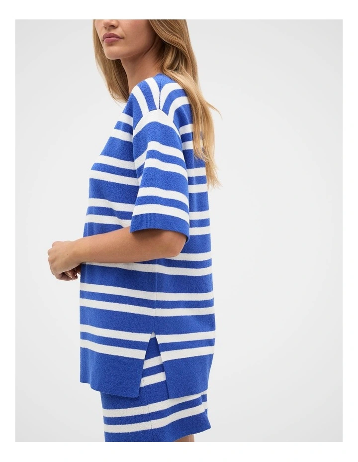 Boucle Stripe Oversized Tee in Smoke Blue image 3