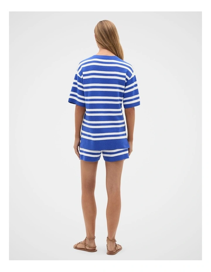 Boucle Stripe Oversized Tee in Smoke Blue image 4
