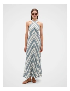 Linen Halter Midi Dress in