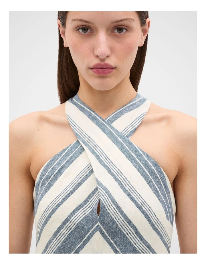 Linen Halter Midi Dress in image 4