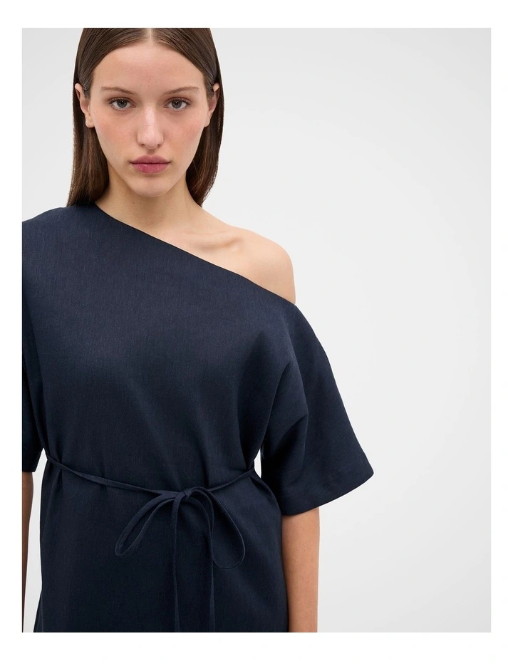Drape Shoulder Mini Dress in Twilight Blue image 2