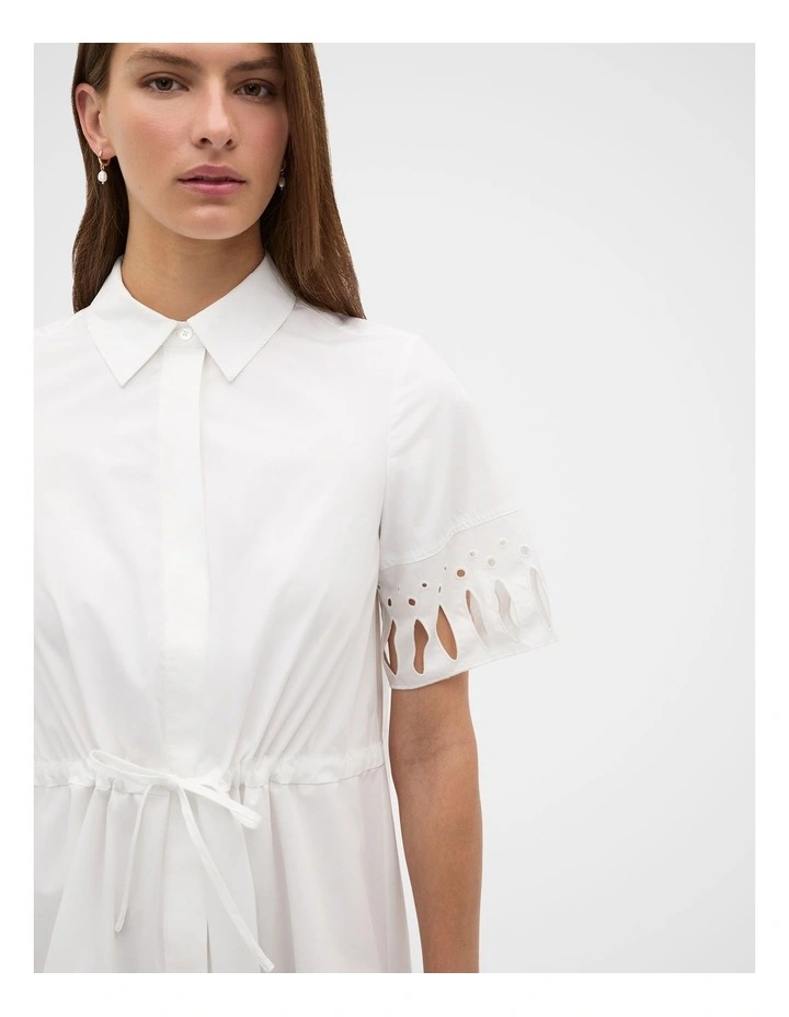 Poplin Cutwork Shirt Dress in Whisper White image 2