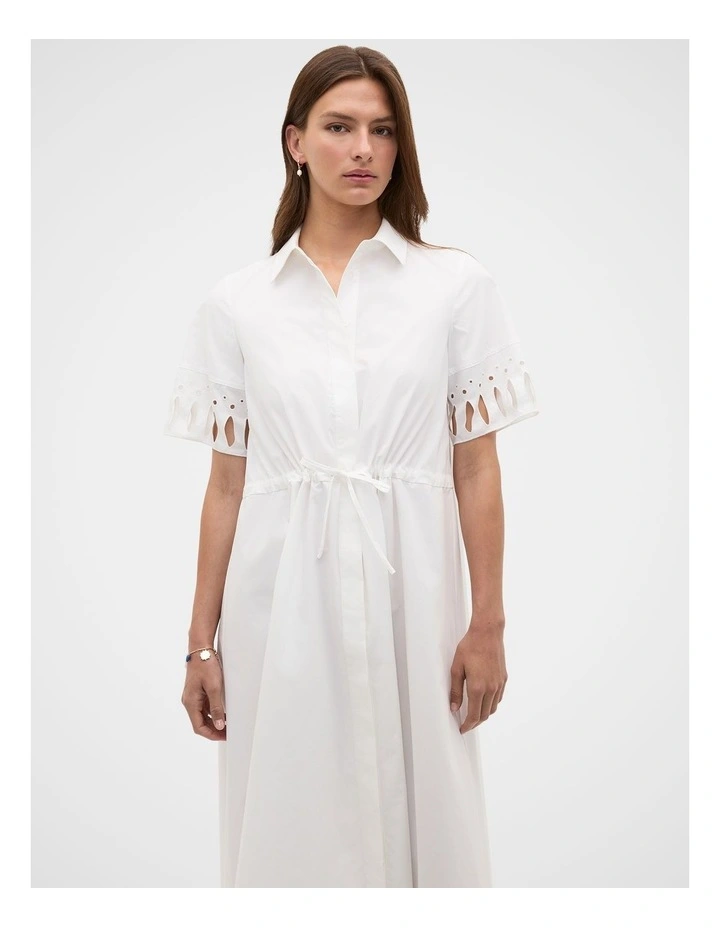 Poplin Cutwork Shirt Dress in Whisper White image 4