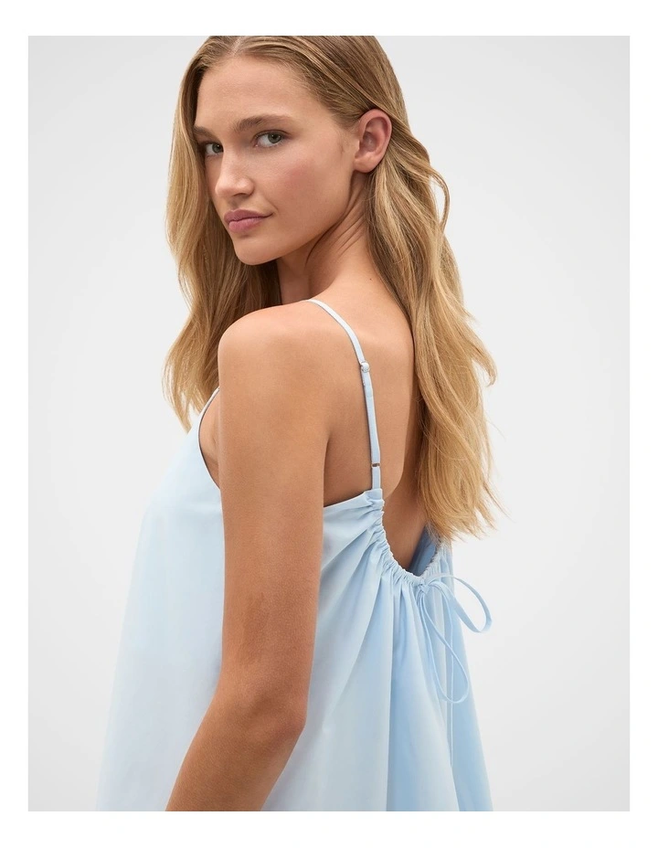 Poplin Trapeze Midi Dress in Ice Blue image 2