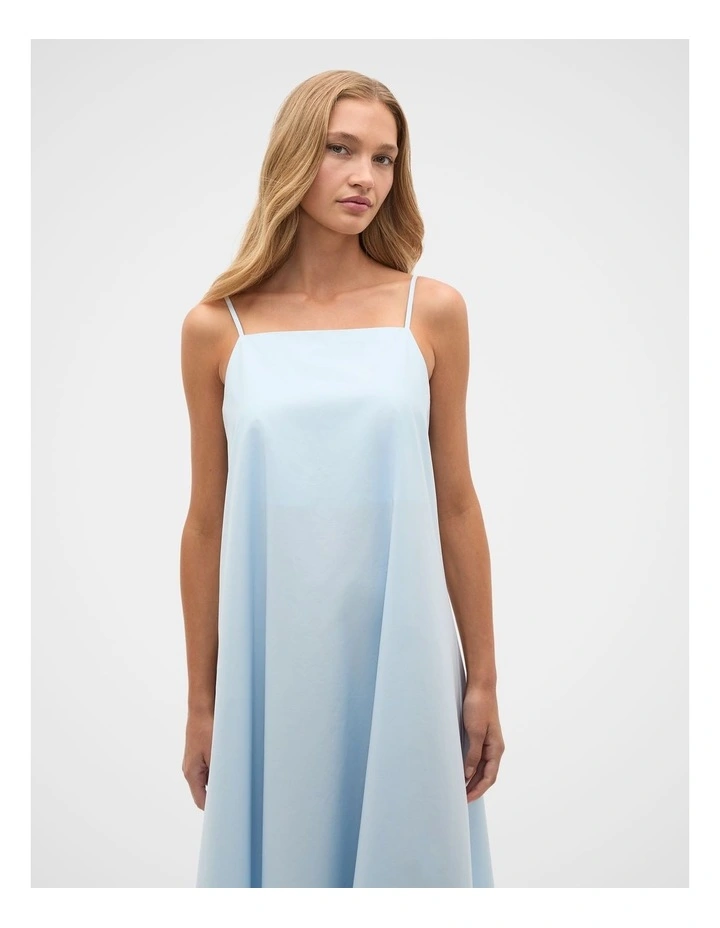 Poplin Trapeze Midi Dress in Ice Blue image 3