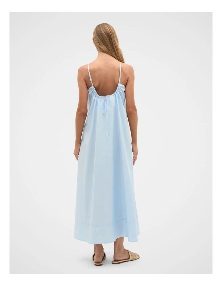 Poplin Trapeze Midi Dress in Ice Blue image 4