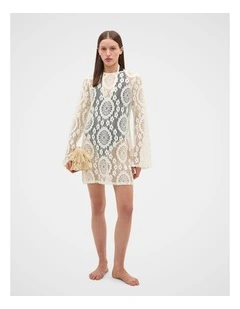 Crochet Lace Cover Up in Coconut Cream