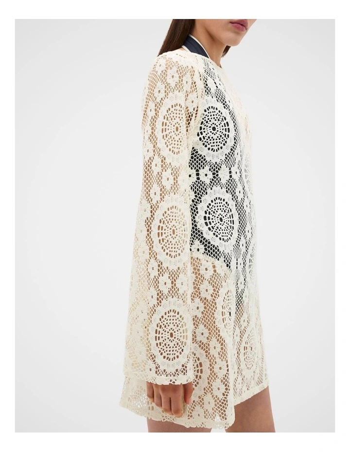 Crochet Lace Cover Up in Coconut Cream image 2