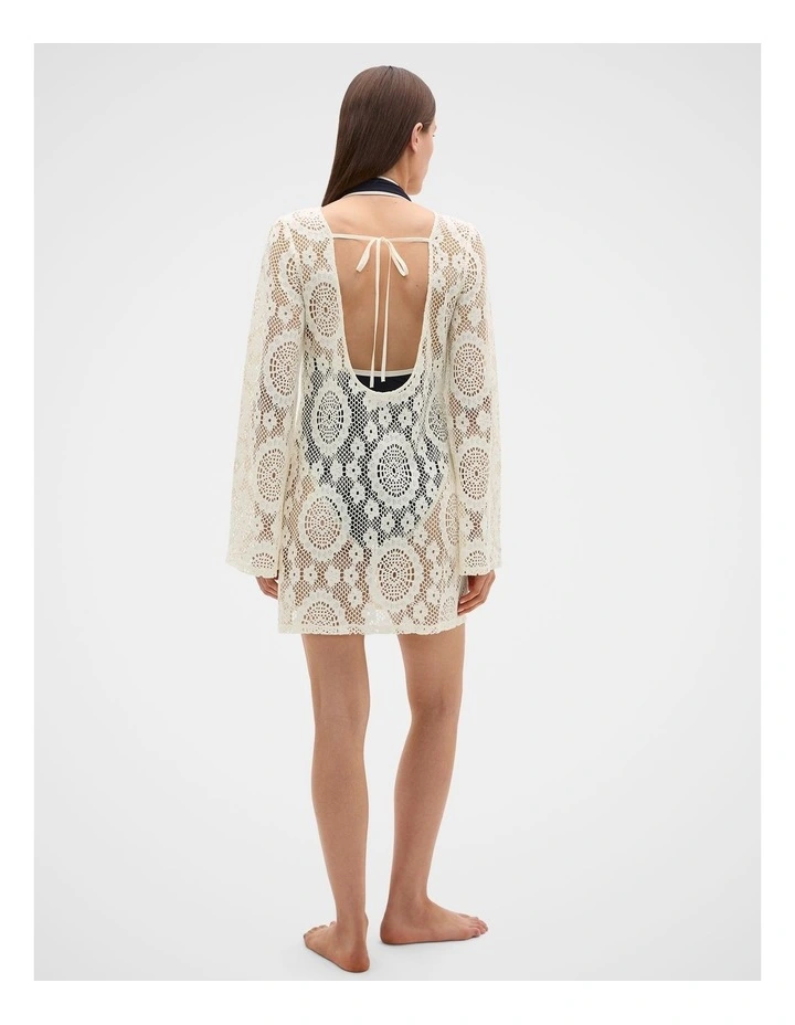 Crochet Lace Cover Up in Coconut Cream image 3