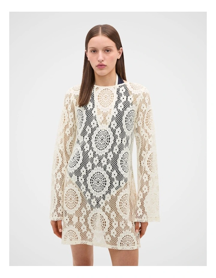 Crochet Lace Cover Up in Coconut Cream image 4