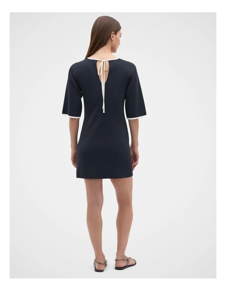 Knit Contrast Tipping Mini Dress in Twilight Blue image 4