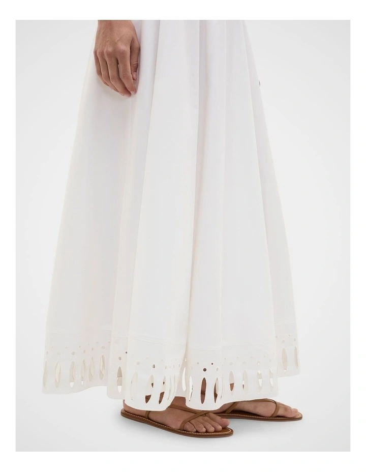 Poplin Cutwork Midi Skirt in Whisper White image 3