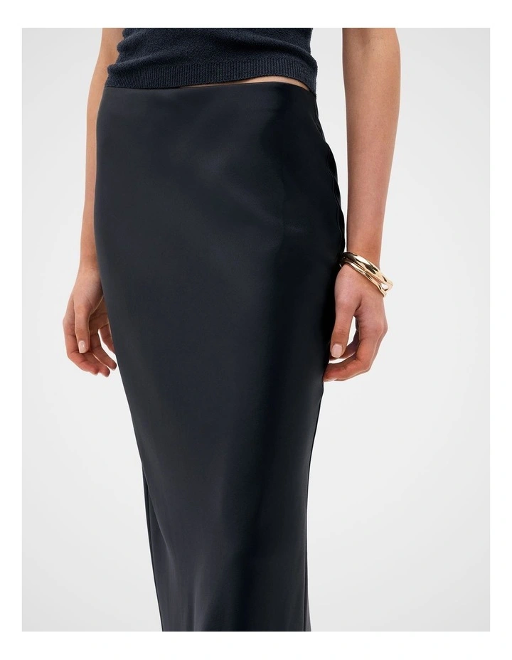Satin Column Skirt in Twilight Blue image 2
