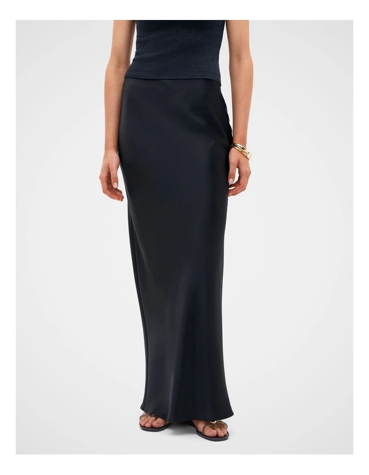 Satin Column Skirt in Twilight Blue image 4