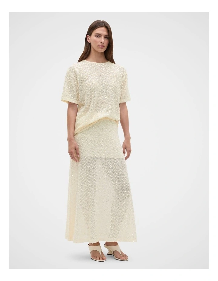Sequin Maxi Skirt in Coconut Cream image 2
