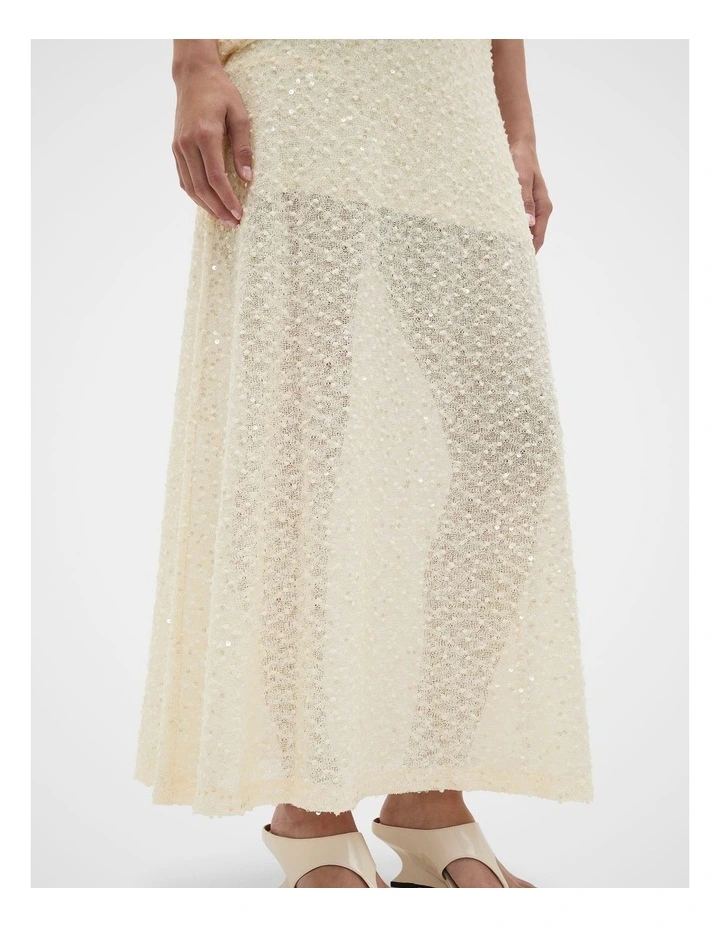 Sequin Maxi Skirt in Coconut Cream image 3