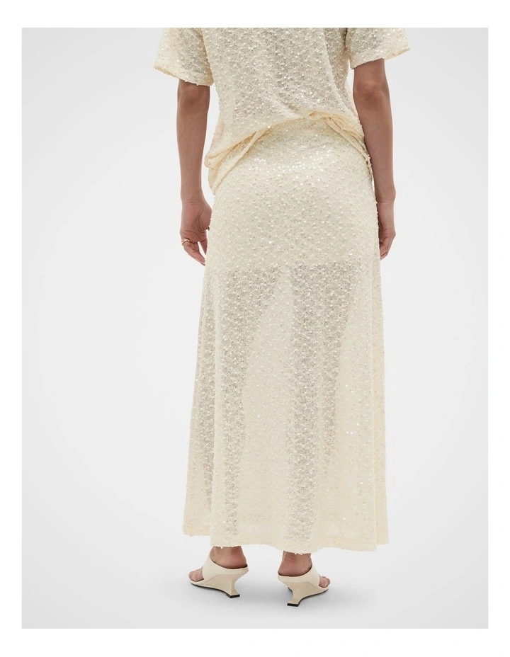 Sequin Maxi Skirt in Coconut Cream image 4