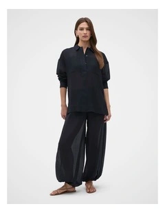 Semi Sheer Crinkle Pant in Twilight Blue