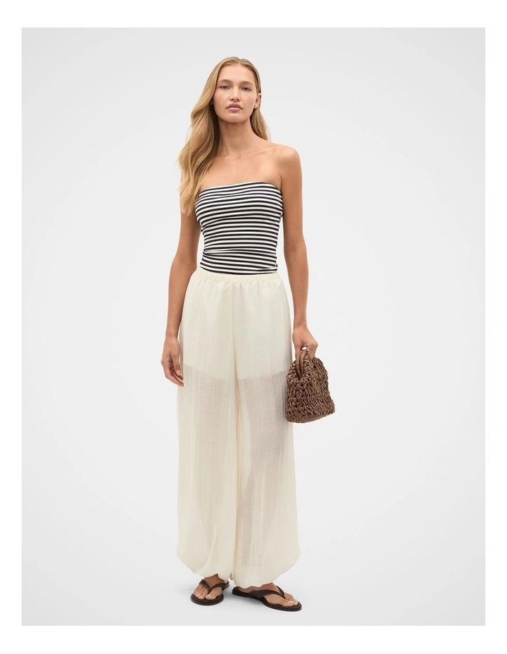 Semi Sheer Crinkle Pant in Coconut Cream image 1