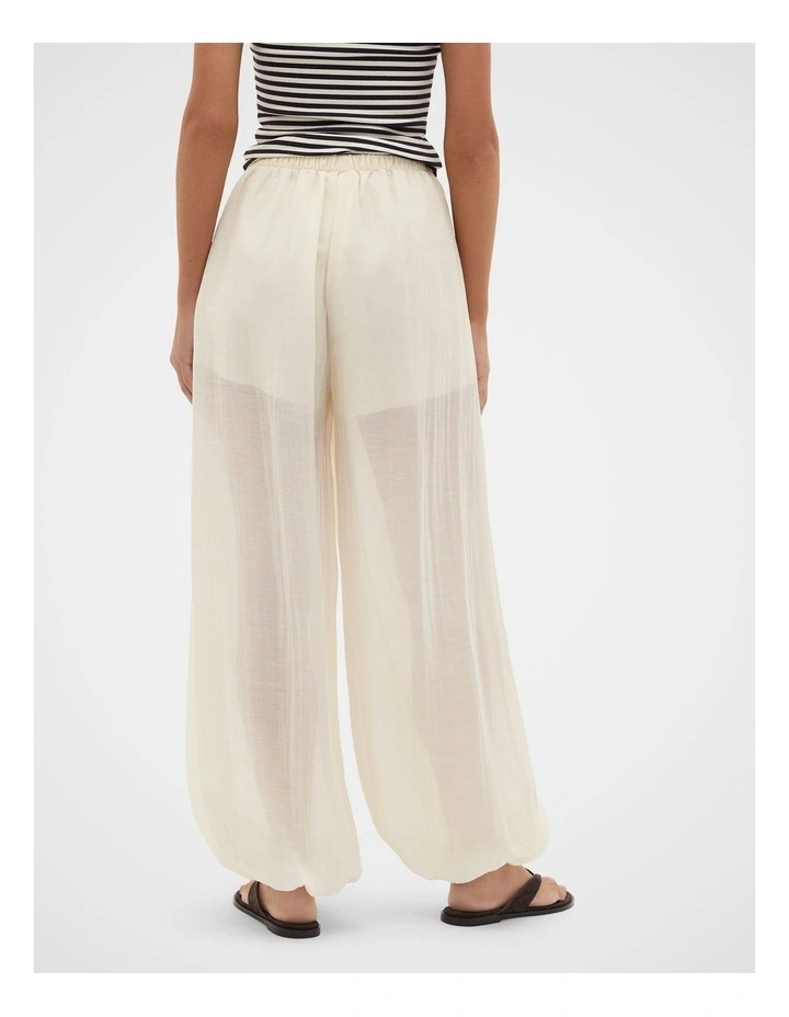 Semi Sheer Crinkle Pant in Coconut Cream image 4