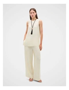 Textured Self Stripe Pant in Coconut Cream
