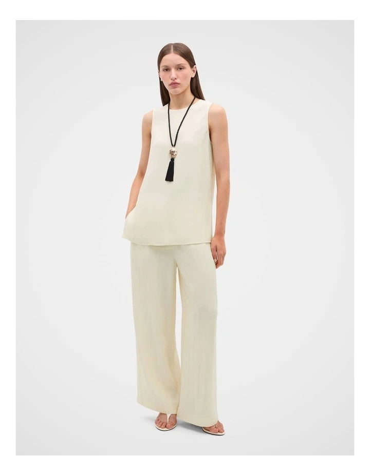 Textured Self Stripe Pant in Coconut Cream image 1