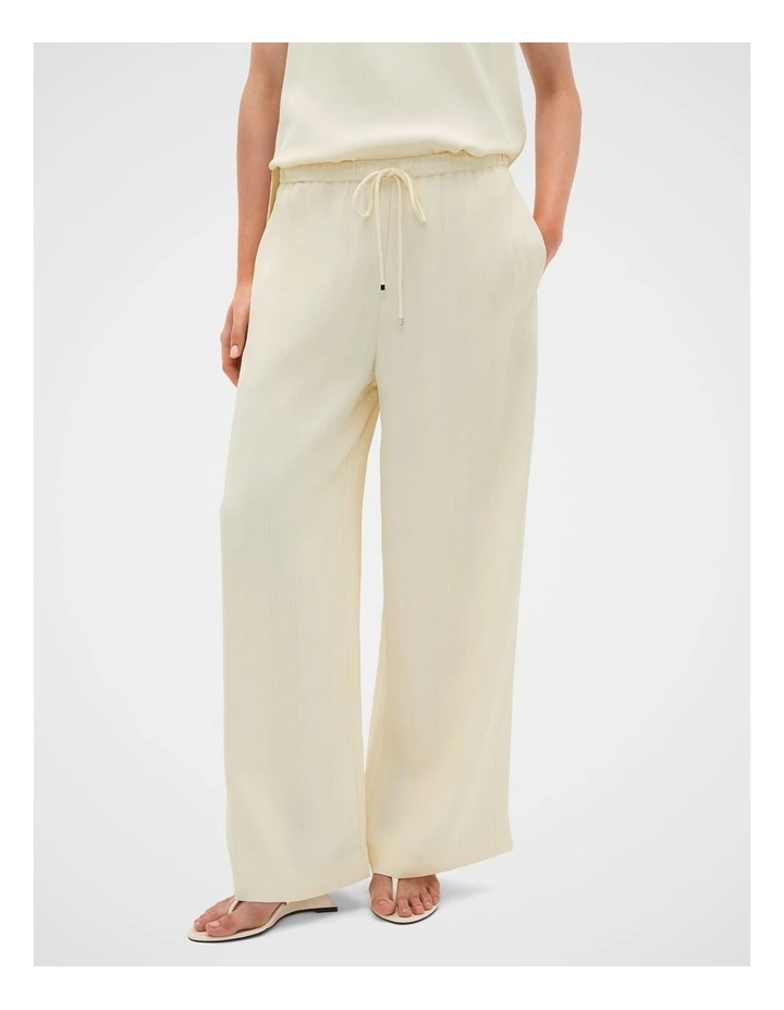 Textured Self Stripe Pant in Coconut Cream image 2