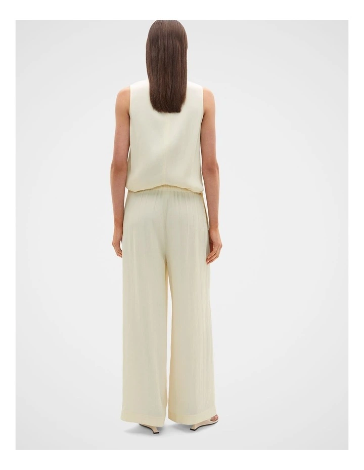 Textured Self Stripe Pant in Coconut Cream image 3