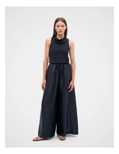 Fluid Wide Leg Pant in Twilight Blue