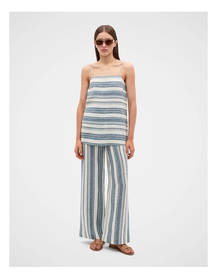 Linen Striped Waisted Pant in image 1