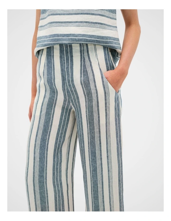 Linen Striped Waisted Pant in image 2