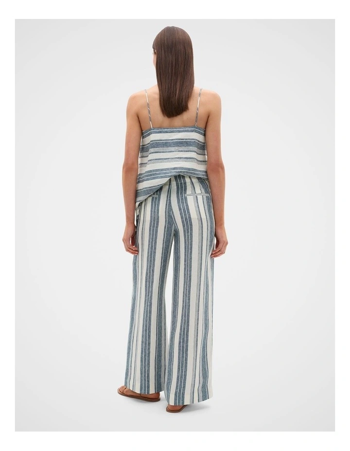 Linen Striped Waisted Pant in image 3