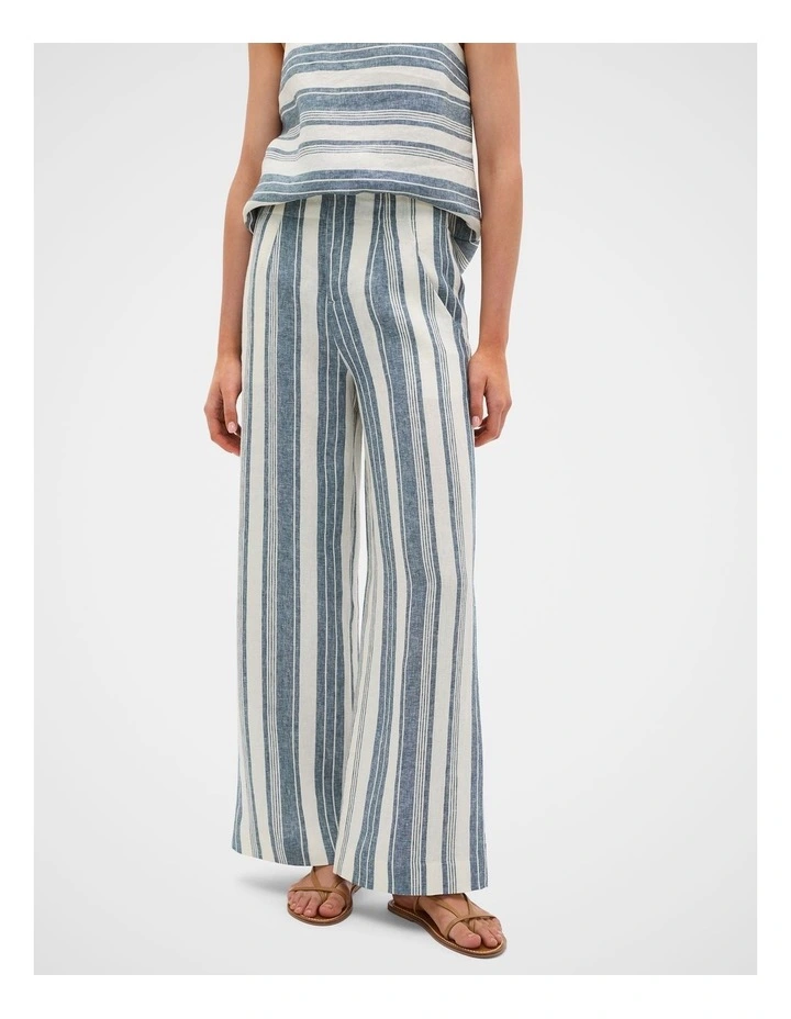 Linen Striped Waisted Pant in image 4