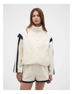 Contrast Trim Jacket in Coconut Cream