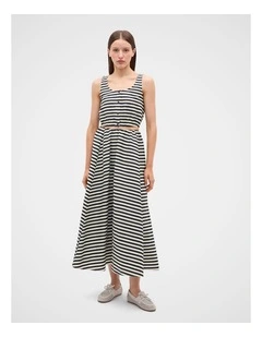 Stripe Full Skirt in Twilight Blue Stripe