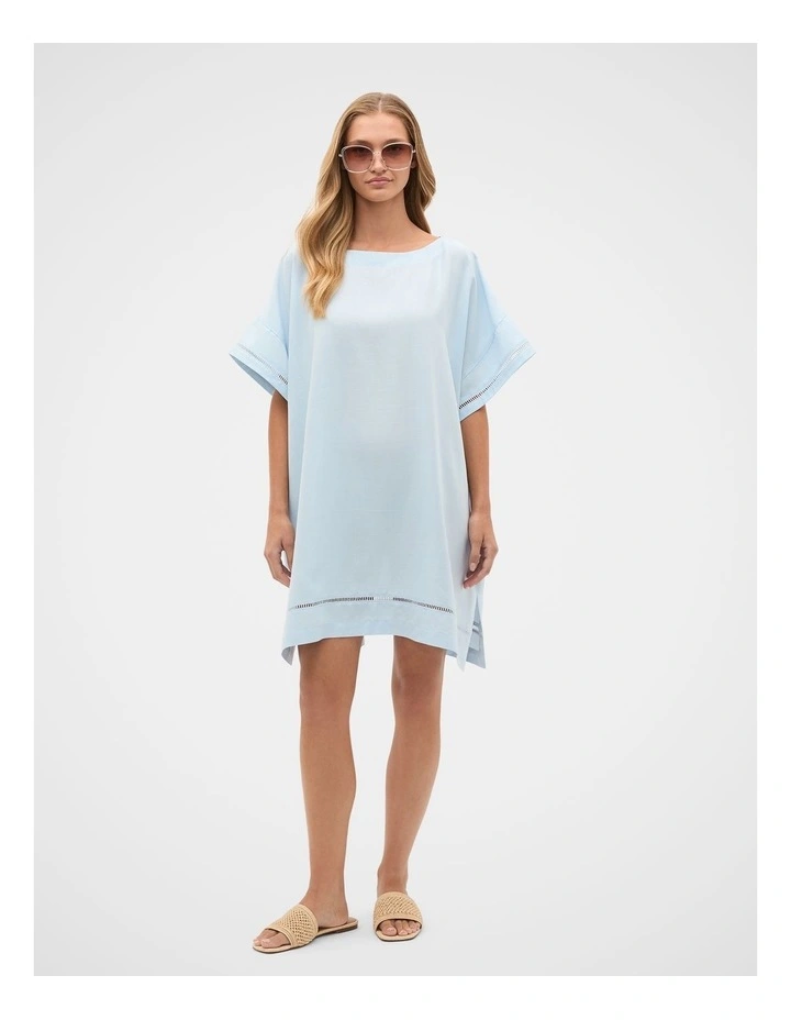 Boat Neck Poncho in Ice Blue image 1