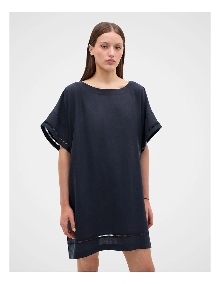 Boat Neck Poncho in Twilight Blue image 4
