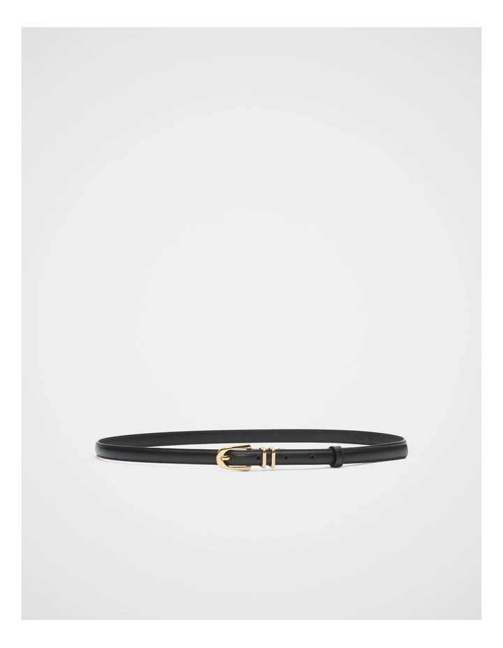 Avah Narrow Leather Belt in Black image 1