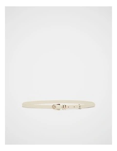 Avah Narrow Leather Belt in Stone