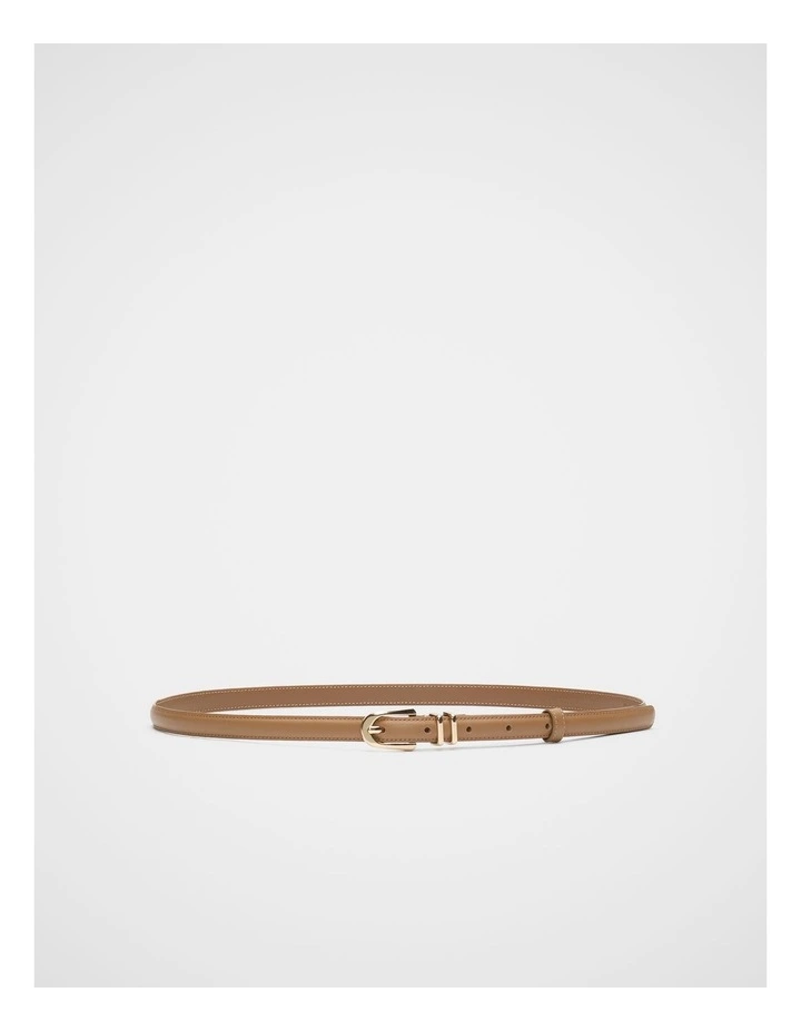 Avah Narrow Leather Belt in Tan image 1