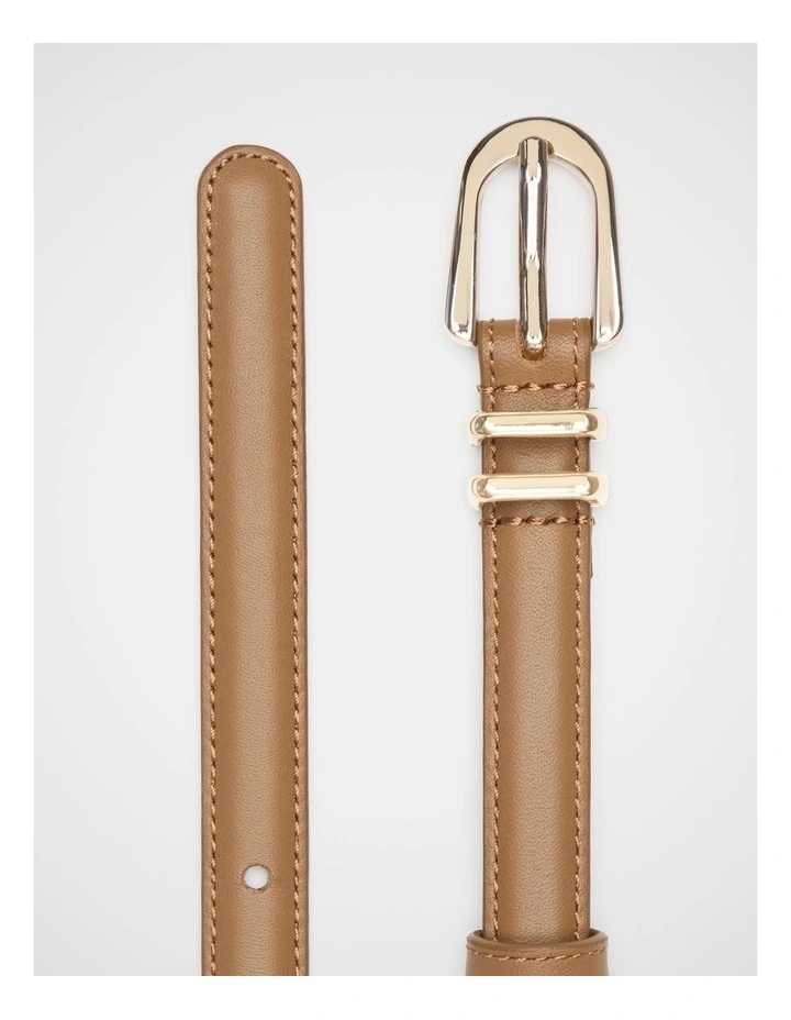 Avah Narrow Leather Belt in Tan image 3