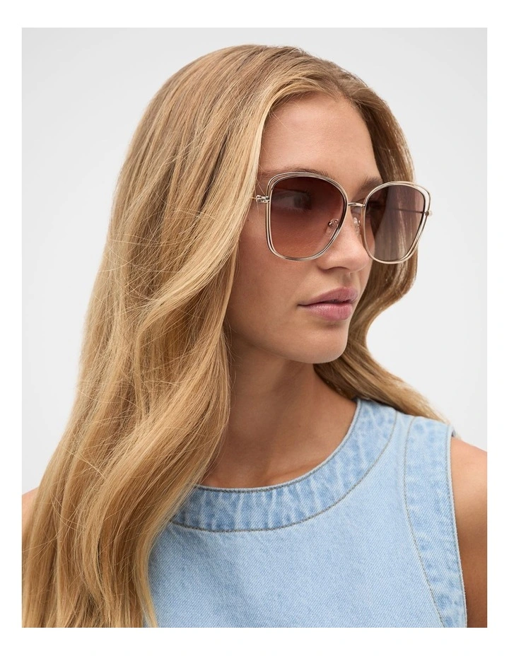 Leah Metal Frame Sunglasses in Gold image 2