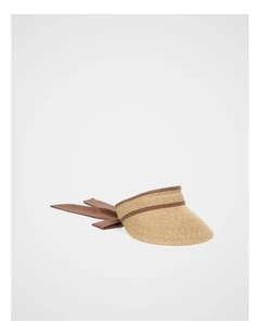 Raffia Tie Detail Visor in Natural