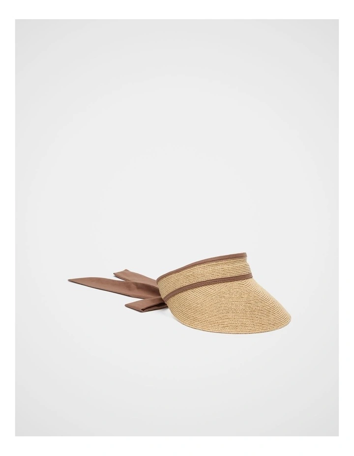 Raffia Tie Detail Visor in Natural image 1