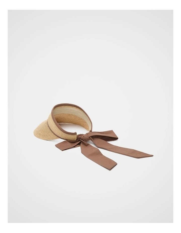 Raffia Tie Detail Visor in Natural image 3