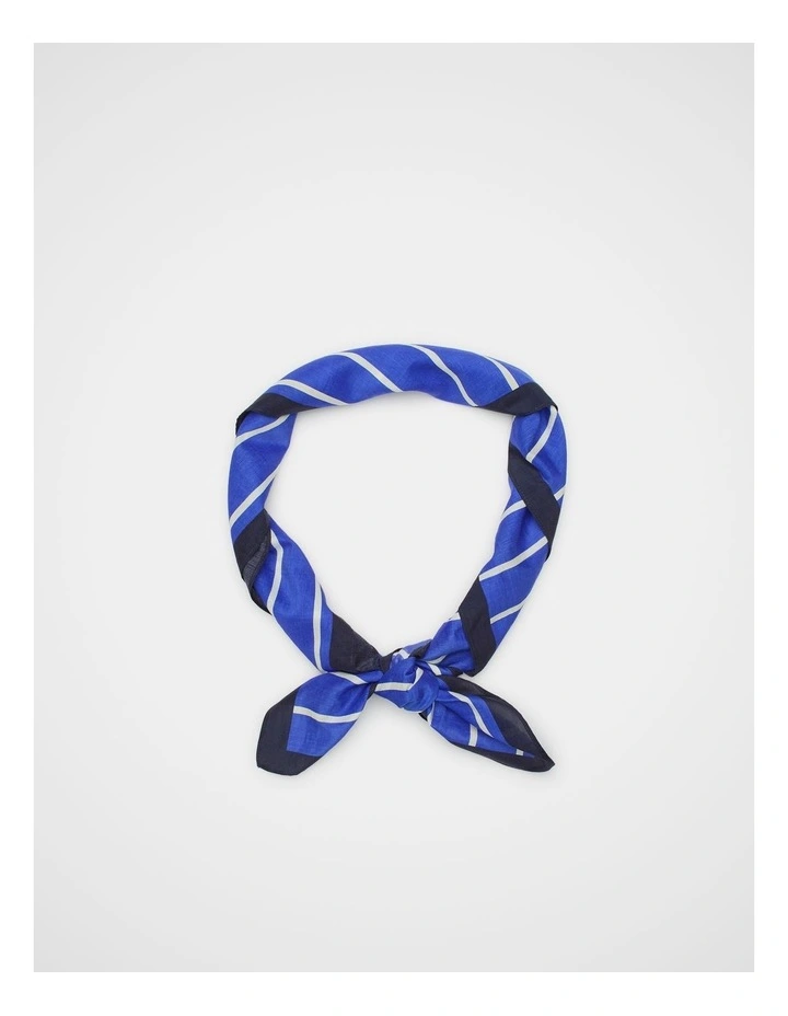 Large Multi Stripe Scarf in Sapphire Blue image 1