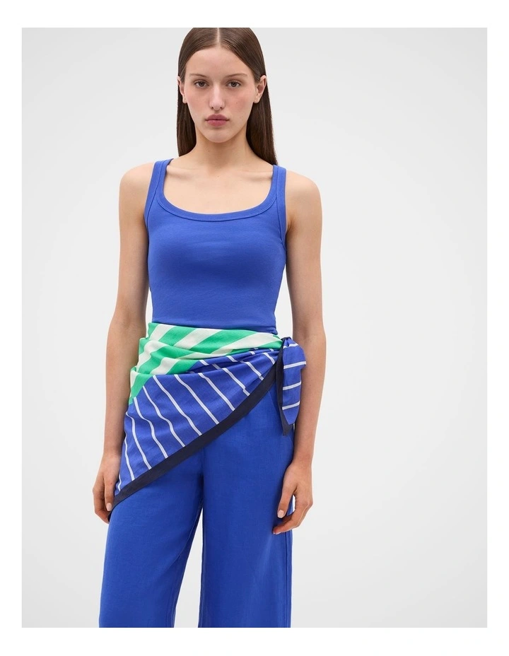 Large Multi Stripe Scarf in Sapphire Blue image 2