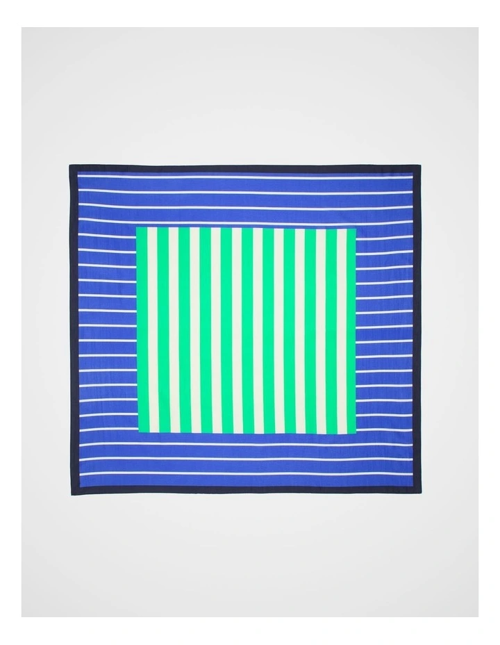 Large Multi Stripe Scarf in Sapphire Blue image 3