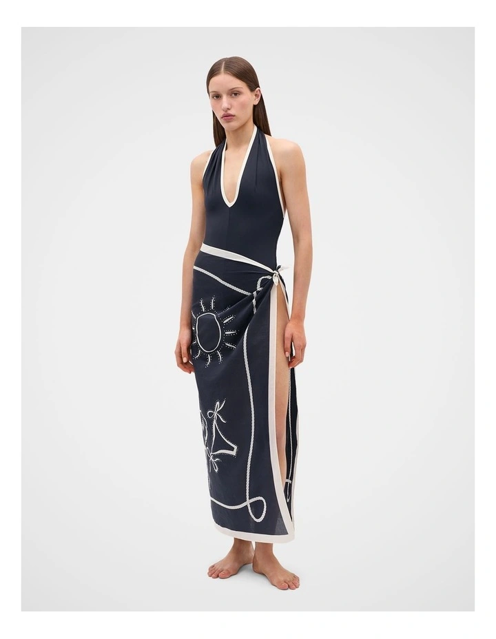 Large Seashell Printed Scarf in Twilight Blue image 2